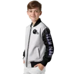 personalized baltimore ravens speckled arms purple gray bomber jacket best selling