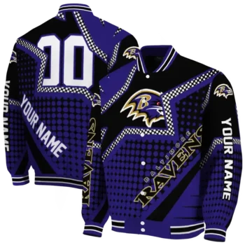 personalized baltimore ravens star burst purple varsity jacket fashion forward.webp