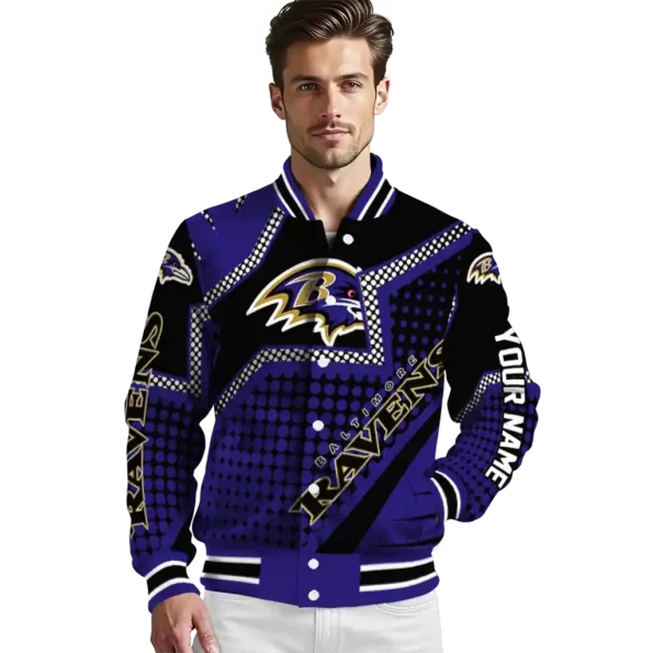 personalized baltimore ravens star burst purple varsity jacket high quality.webp