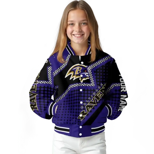 personalized baltimore ravens star burst purple varsity jacket top rated.webp