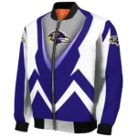 personalized baltimore ravens v stripes purple white bomber jacket best selling