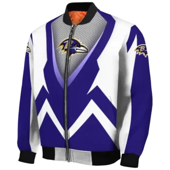 personalized baltimore ravens v stripes purple white bomber jacket best selling