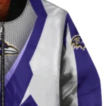 personalized baltimore ravens v stripes purple white bomber jacket best selling