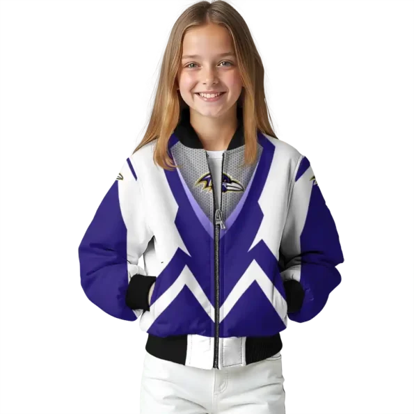 personalized baltimore ravens v stripes purple white bomber jacket top rated