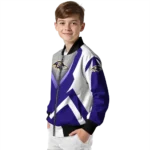 personalized baltimore ravens v stripes purple white bomber jacket best selling