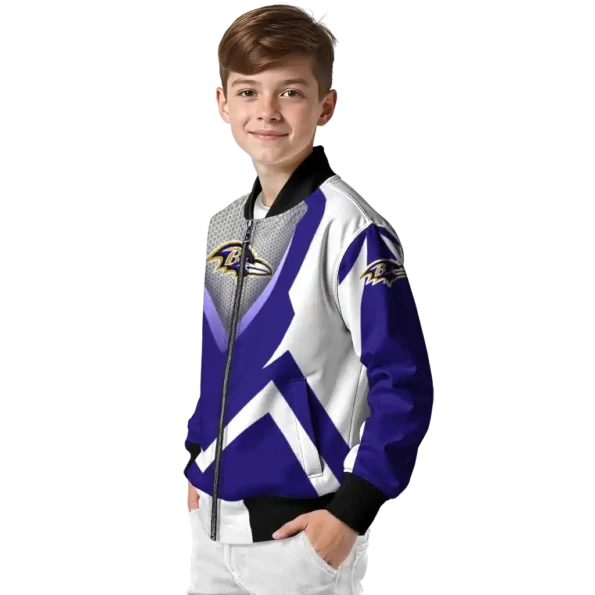 personalized baltimore ravens v stripes purple white bomber jacket trendy