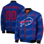 personalized buffalo bills bolt stripe blue bomber jacket best selling
