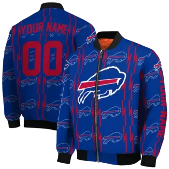 personalized buffalo bills bolt stripe blue bomber jacket fashion forward