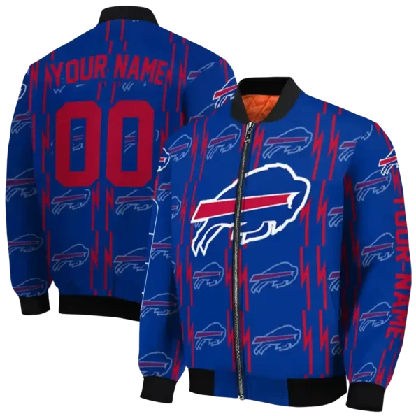 personalized buffalo bills bolt stripe blue bomber jacket fashion forward