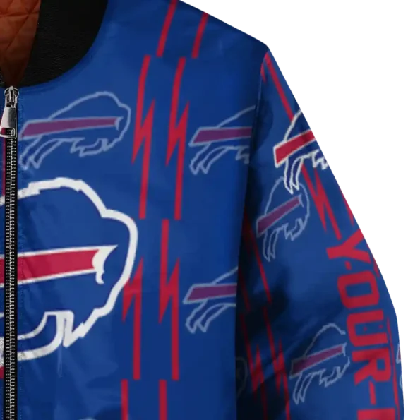 personalized buffalo bills bolt stripe blue bomber jacket premium grade