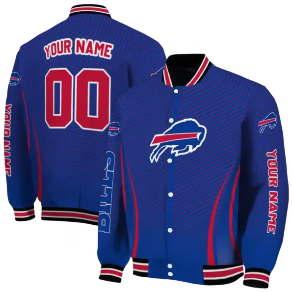 personalized buffalo bills chevron arrow blue varsity jacket fashion forward.webp