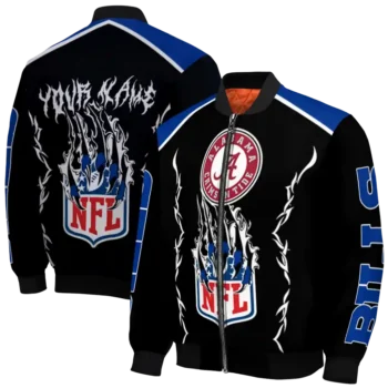 personalized buffalo bills claw blood blue black bomber jacket fashion forward