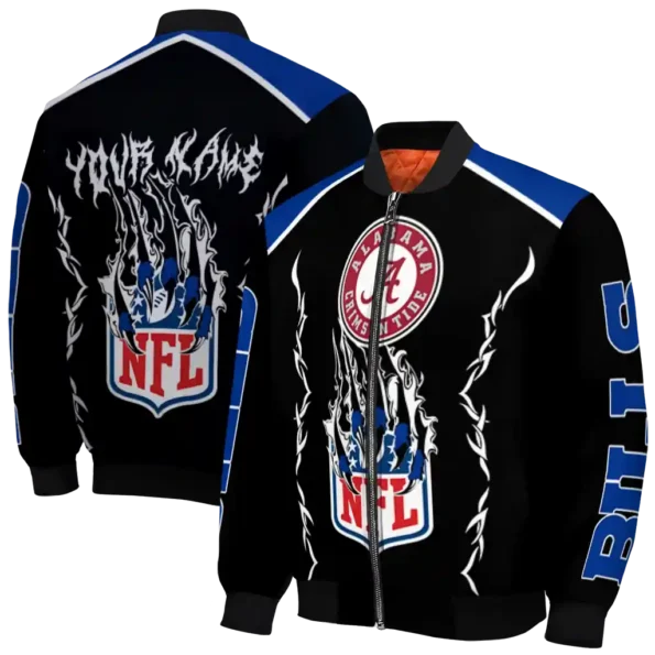 personalized buffalo bills claw blood blue black bomber jacket fashion forward