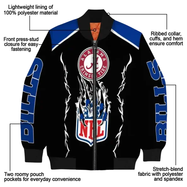 personalized buffalo bills claw blood blue black bomber jacket new arrival