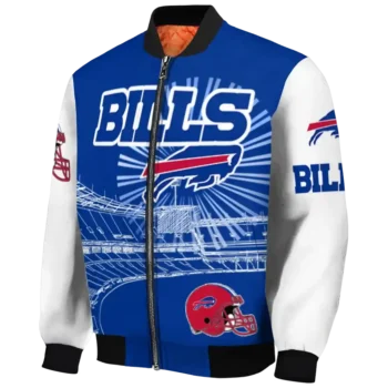 personalized buffalo bills ferris arena blue white bomber jacket best selling