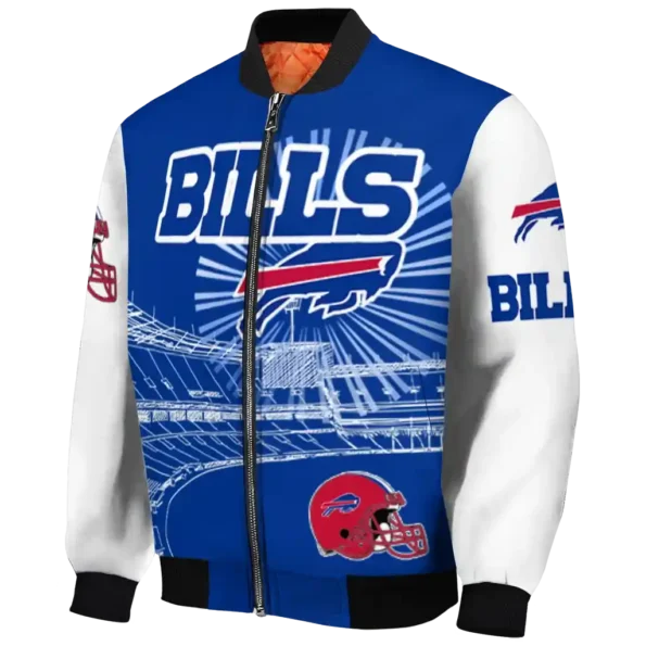 personalized buffalo bills ferris arena blue white bomber jacket best selling