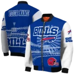 personalized buffalo bills ferris arena blue white bomber jacket best selling