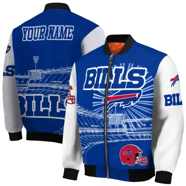 personalized buffalo bills ferris arena blue white bomber jacket fashion forward