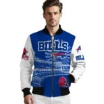 personalized buffalo bills ferris arena blue white bomber jacket best selling