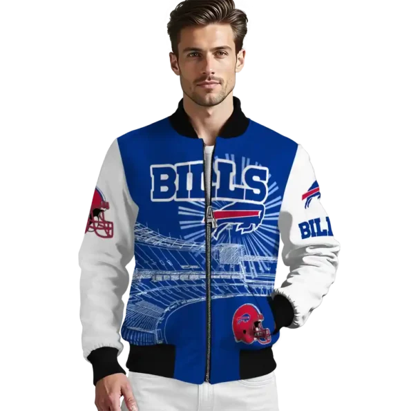personalized buffalo bills ferris arena blue white bomber jacket high quality