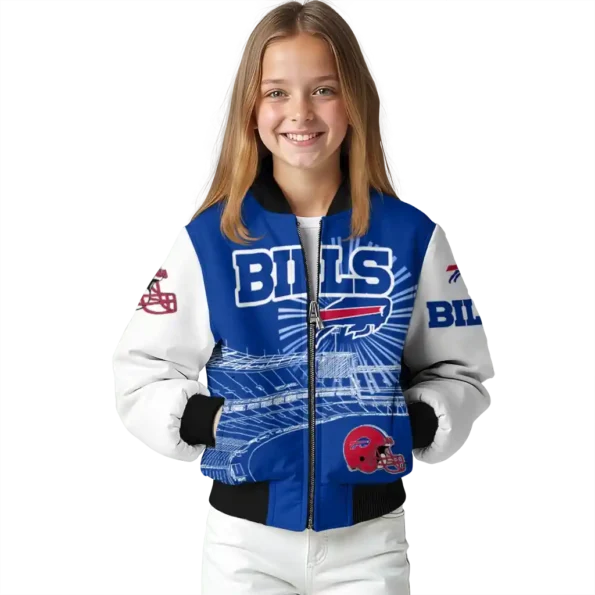 personalized buffalo bills ferris arena blue white bomber jacket top rated