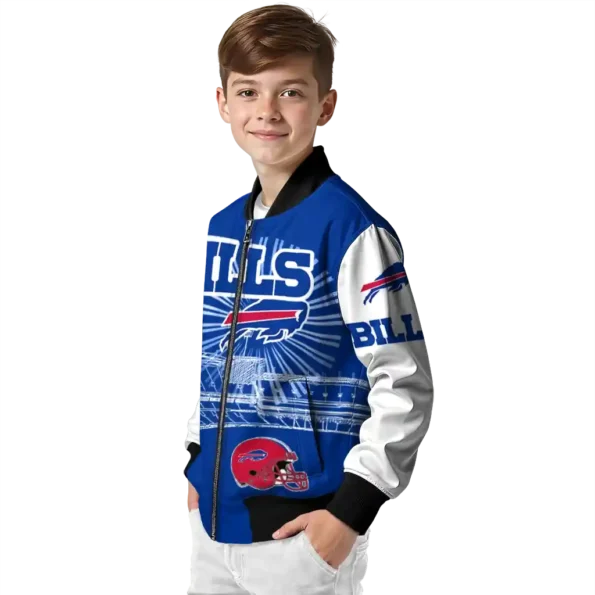 personalized buffalo bills ferris arena blue white bomber jacket trendy