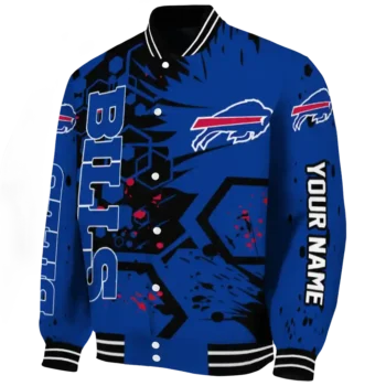personalized buffalo bills hexagon cluster blue black varsity jacket best selling.webp