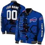 personalized buffalo bills hexagon cluster blue black varsity jacket best selling.webp