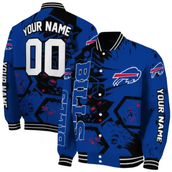 personalized buffalo bills hexagon cluster blue black varsity jacket fashion forward.webp
