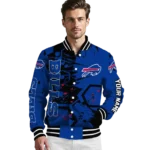 personalized buffalo bills hexagon cluster blue black varsity jacket best selling.webp