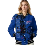 personalized buffalo bills hexagon cluster blue black varsity jacket best selling.webp
