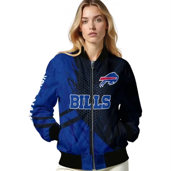 personalized buffalo bills hexagon mesh blue black bomber jacket latest model
