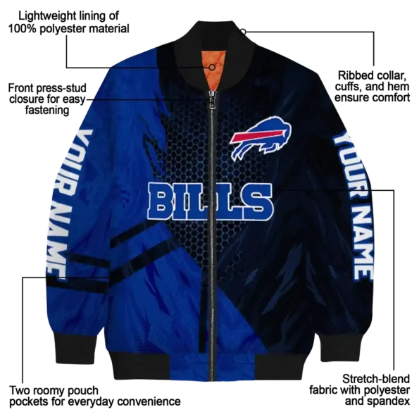 personalized buffalo bills hexagon mesh blue black bomber jacket new arrival