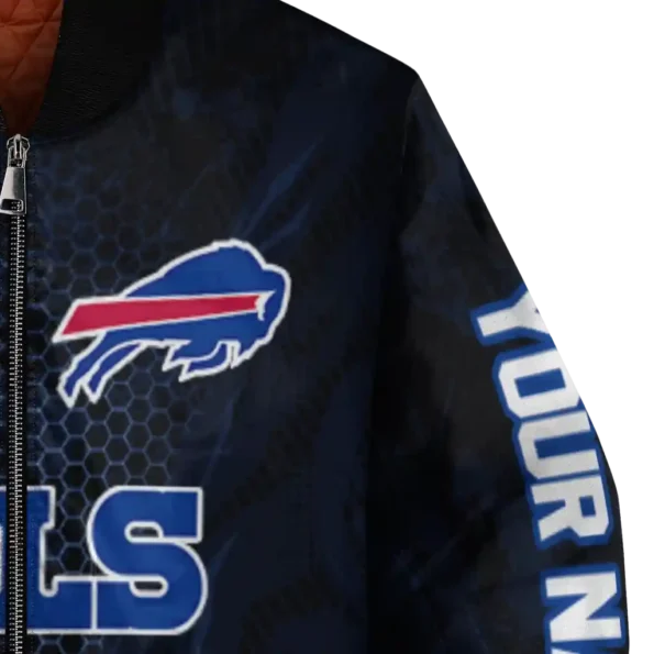 personalized buffalo bills hexagon mesh blue black bomber jacket premium grade