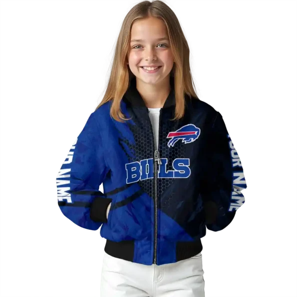 personalized buffalo bills hexagon mesh blue black bomber jacket top rated