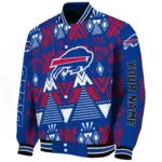 personalized buffalo bills pyramid shapes blue varsity jacket best selling.webp