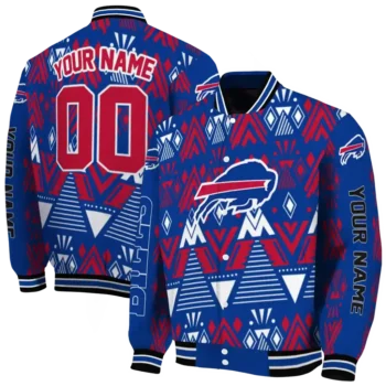 personalized buffalo bills pyramid shapes blue varsity jacket fashion forward.webp