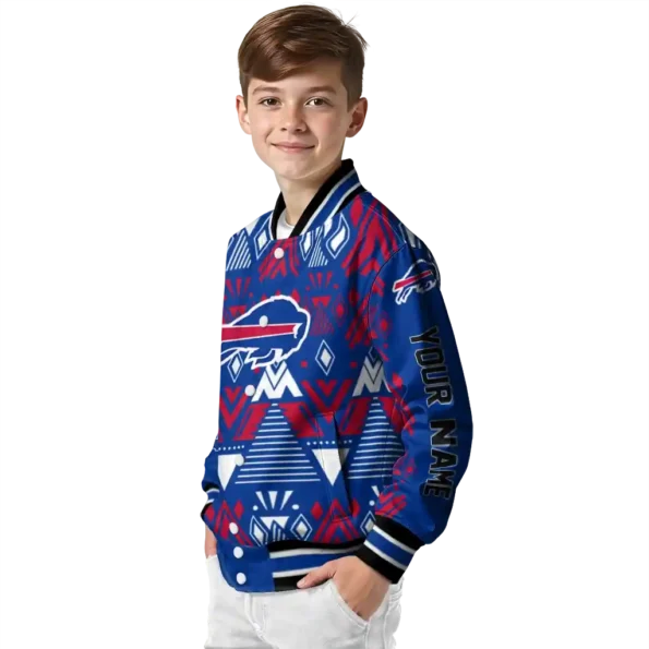 personalized buffalo bills pyramid shapes blue varsity jacket trendy.webp