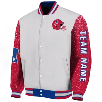 personalized buffalo bills speckled arms blue gray varsity jacket best selling.webp
