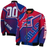 personalized buffalo bills star burst blue bomber jacket best selling