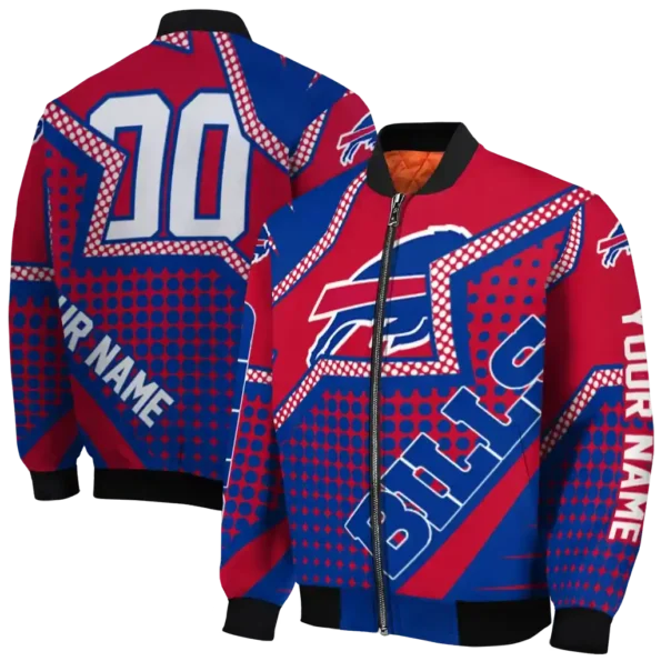 personalized buffalo bills star burst blue bomber jacket fashion forward