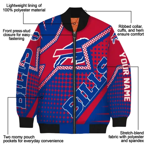 personalized buffalo bills star burst blue bomber jacket new arrival