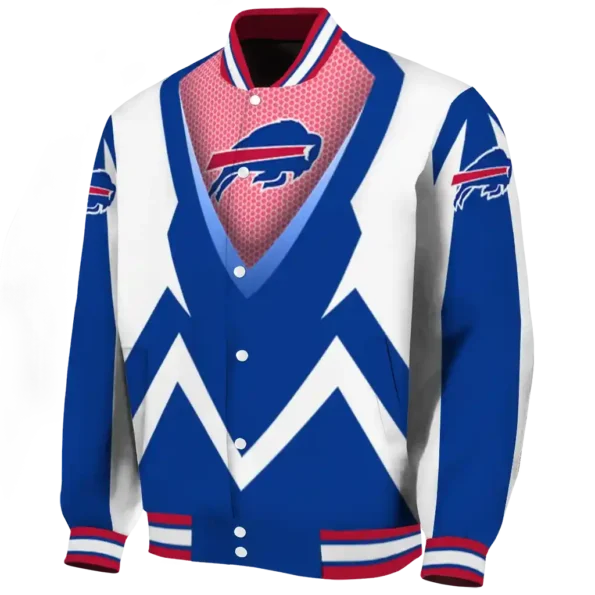 personalized buffalo bills v stripes blue white varsity jacket best selling.webp