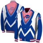 personalized buffalo bills v stripes blue white varsity jacket best selling.webp
