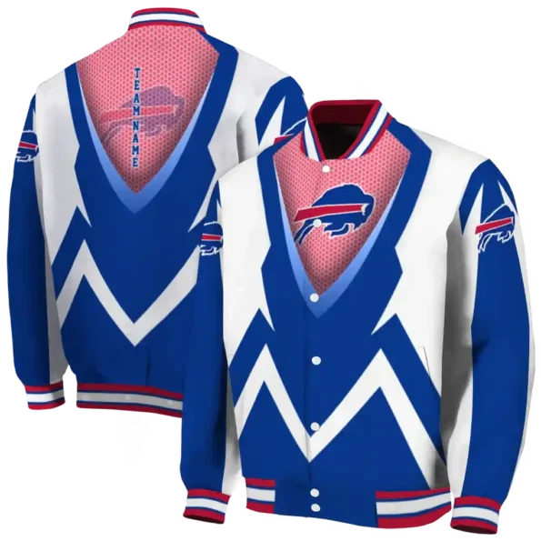 personalized buffalo bills v stripes blue white varsity jacket fashion forward.webp