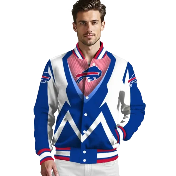 personalized buffalo bills v stripes blue white varsity jacket high quality.webp