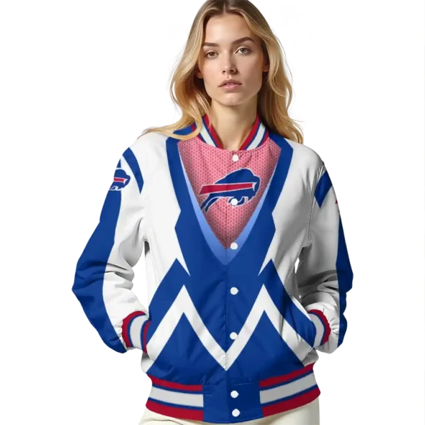 personalized buffalo bills v stripes blue white varsity jacket latest model.webp