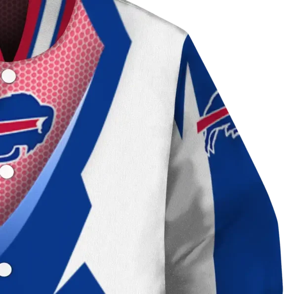 personalized buffalo bills v stripes blue white varsity jacket premium grade.webp