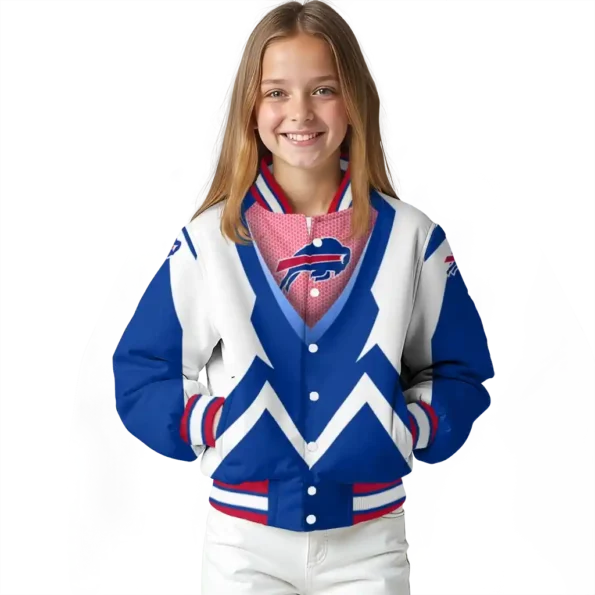 personalized buffalo bills v stripes blue white varsity jacket top rated.webp