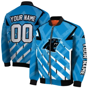 personalized carolina panthers chevron angles blue bomber jacket fashion forward